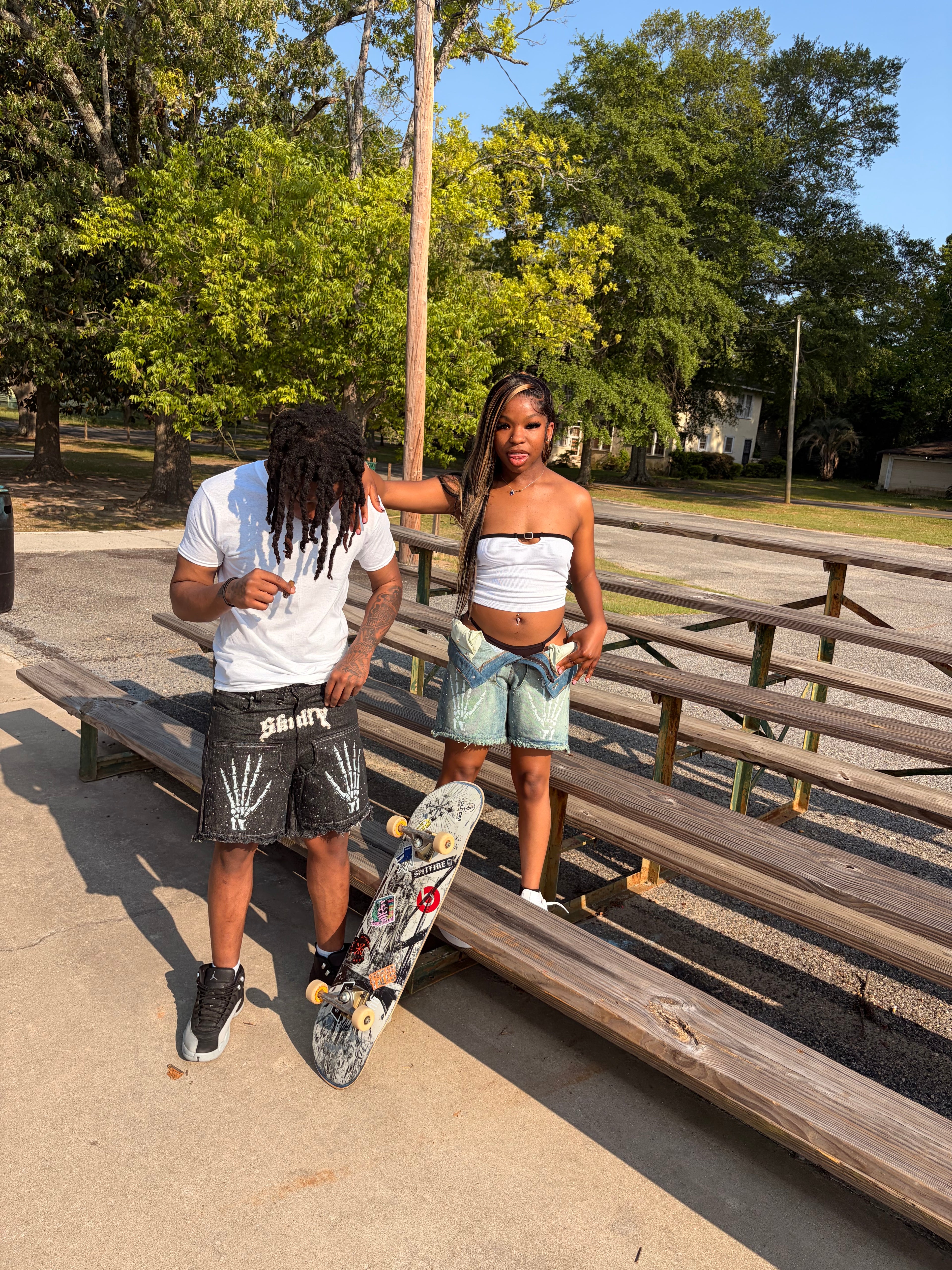 skully denim jorts Blk